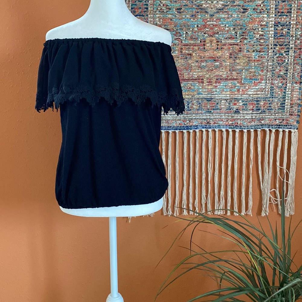 Michael Kors Off the Shoulder Black Top Size Small
